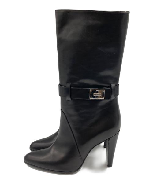 GIVENCHY（ジバンシィ）GIVENCHY (ジバンシィ) ターンロック ヒールブーツ ブラック サイズ:371/2の古着・服飾アイテム