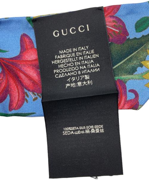 GUCCI（グッチ）GUCCI (グッチ) フローラプリントシルク ネックボウ ブルー サイズ:なしの古着・服飾アイテム