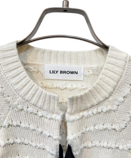 Lily Brown（リリーブラウン）Lily Brown (リリーブラウン) ベロアリボンカーディガン ホワイト サイズ:FREEの古着・服飾アイテム