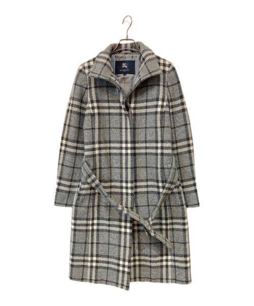 BURBERRY LONDON（バーバリーロンドン）BURBERRY LONDON (バーバリーロンドン) ノヴァチェック ウールステンカラーコート グレー サイズ:38の古着・服飾アイテム
