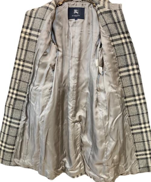 BURBERRY LONDON（バーバリーロンドン）BURBERRY LONDON (バーバリーロンドン) ノヴァチェック ウールステンカラーコート グレー サイズ:38の古着・服飾アイテム