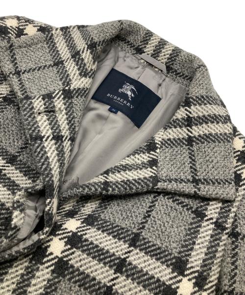 BURBERRY LONDON（バーバリーロンドン）BURBERRY LONDON (バーバリーロンドン) ノヴァチェック ウールステンカラーコート グレー サイズ:38の古着・服飾アイテム