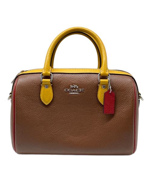 COACH（コーチ）COACH (コーチ) ローアン サッチェル バッグ・カラーブロック イエロー×ブラウン サイズ:なしの古着・服飾アイテム