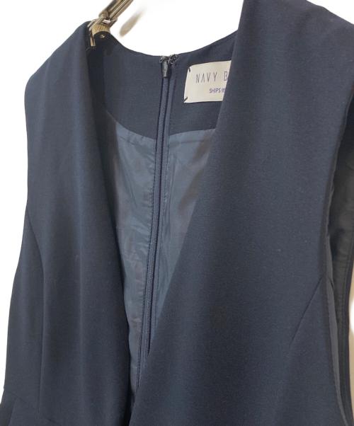 SHIPS any（シップスエニィ）SHIPS any (シップスエニィ) ダブルクロス Vネック ペプラム ワンピース ネイビー サイズ:Freeの古着・服飾アイテム