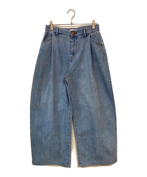 23区（ニジュウサンク）23区 (ニジュウサンク) サマー タック ワイド パンツ インディゴ サイズ:38の古着・服飾アイテム