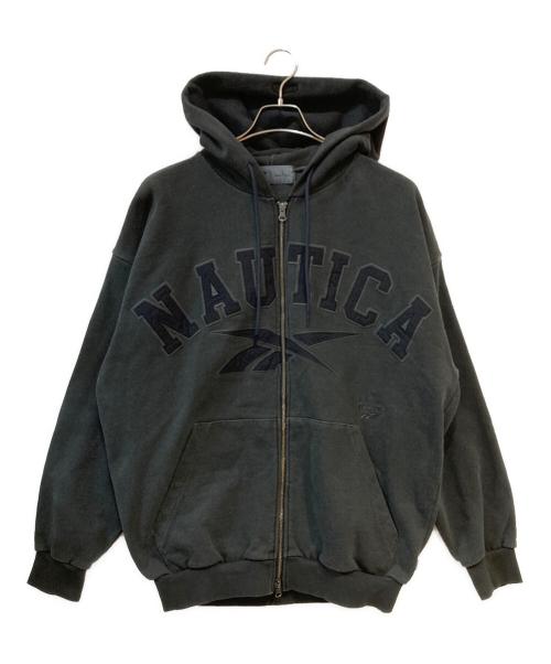 REEBOK（リーボック）REEBOK (リーボック) NAUTICA (ノーティカ) FREAK'S STORE (フリークスストア) アーチロゴ ピグメント ヘビーウェイト ジップアップ フーディー グレー サイズ:Lの古着・服飾アイテム