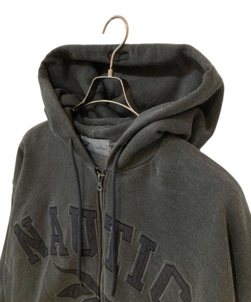 REEBOK（リーボック）REEBOK (リーボック) NAUTICA (ノーティカ) FREAK'S STORE (フリークスストア) アーチロゴ ピグメント ヘビーウェイト ジップアップ フーディー グレー サイズ:Lの古着・服飾アイテム