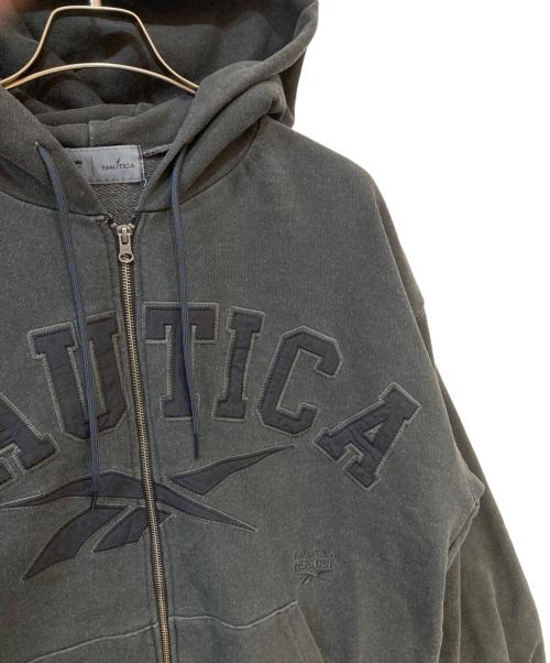 REEBOK（リーボック）REEBOK (リーボック) NAUTICA (ノーティカ) FREAK'S STORE (フリークスストア) アーチロゴ ピグメント ヘビーウェイト ジップアップ フーディー グレー サイズ:Lの古着・服飾アイテム