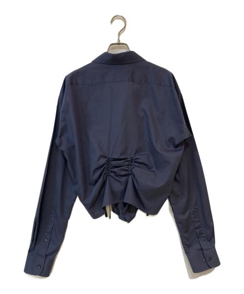 estudio 1999（イースタジオ 1999）estudio 1999 (イースタジオ 1999) フリルギャザーブラウス ネイビー サイズ:Ｍの古着・服飾アイテム