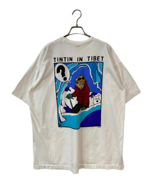 STUDIO AVEN TURES（スタジオ アヴァンチャーズ）STUDIO AVEN TURES (スタジオ アヴァンチャーズ) タンタンの冒険 プリントTシャツ ホワイト サイズ:XLの古着・服飾アイテム