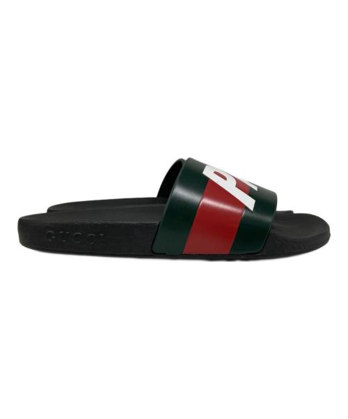 GUCCI（グッチ）GUCCI (グッチ) PALACE (パレス) Logo Web Sandal ブラック サイズ:35の古着・服飾アイテム