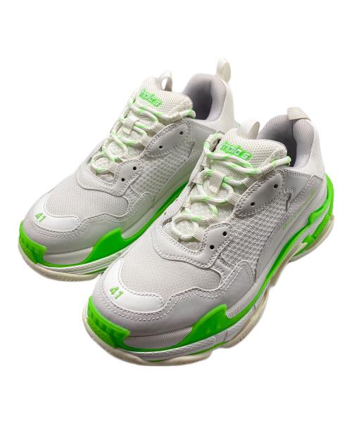 BALENCIAGA（バレンシアガ）BALENCIAGA (バレンシアガ) TRIPLE S スニーカー ホワイト×グリーン サイズ:27㎝の古着・服飾アイテム