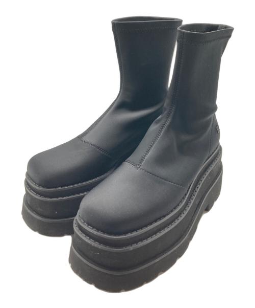 darich（ダーリッチ）Darich (ダーリッチ) ウルトラストレッチフラットショートブーツ ブラック サイズ:ｌの古着・服飾アイテム