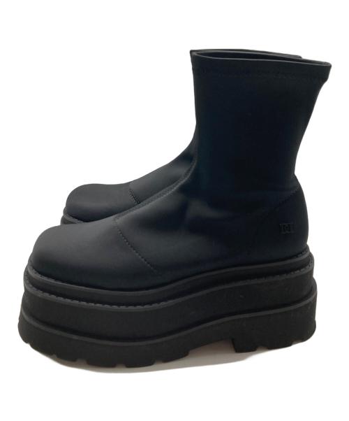 darich（ダーリッチ）Darich (ダーリッチ) ウルトラストレッチフラットショートブーツ ブラック サイズ:ｌの古着・服飾アイテム