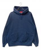 SUPREMEシュプリーム）の古着「23FW Satin Applique Hooded Sweatshirt/サテンアップリケフード付きスウェットシャツ」｜Washed Navy