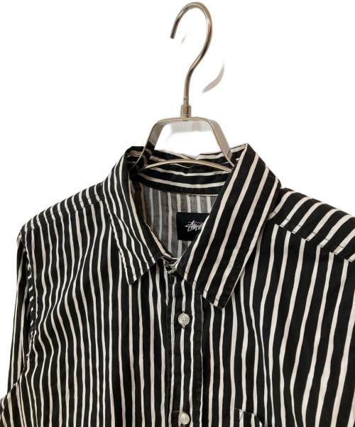stussy（ステューシー）stussy (ステューシー) ストライプシャツ ブラック×ホワイト サイズ:Lの古着・服飾アイテム