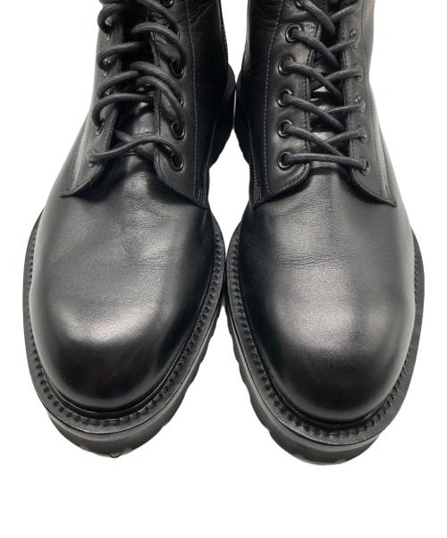 WH（ダブルエイチ）WH (ダブルエイチ) 菅原靴店別注ゴールド仕様 コンバット ブーツ レースアップ サイドジップ プレーントゥ フンシャルカーフ ブラック サイズ:8の古着・服飾アイテム