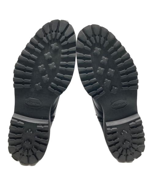 WH（ダブルエイチ）WH (ダブルエイチ) 菅原靴店別注ゴールド仕様 コンバット ブーツ レースアップ サイドジップ プレーントゥ フンシャルカーフ ブラック サイズ:8の古着・服飾アイテム