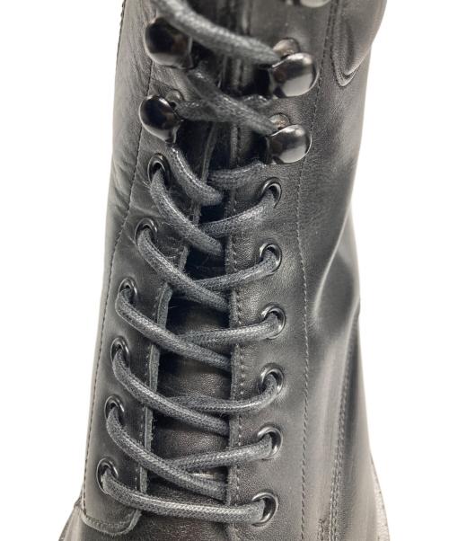 WH（ダブルエイチ）WH (ダブルエイチ) 菅原靴店別注ゴールド仕様 コンバット ブーツ レースアップ サイドジップ プレーントゥ フンシャルカーフ ブラック サイズ:8の古着・服飾アイテム