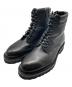 WH（ダブルエイチ）の古着「菅原靴店別注ゴールド仕様 コンバット ブーツ レースアップ サイドジップ プレーントゥ フンシャルカーフ」｜ブラック