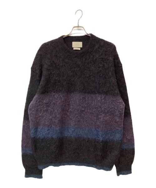 YOKE（ヨーク）YOKE (ヨーク) MOHAIR BORDER CREWNECK SWEATER/モヘアボーダークルーネックセーター ブラック×ネイビー サイズ:3の古着・服飾アイテム