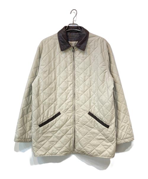 Salvatore Ferragamo（サルヴァトーレ フェラガモ）Salvatore Ferragamo (サルヴァトーレ フェラガモ) レザー切替キルティングコート ベージュ サイズ:48の古着・服飾アイテム