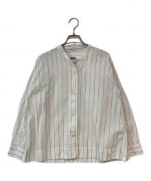 MHL（エムエイチエル）の古着「WORKWEAR STRIPE COTTON SHIRTING長袖シャツ」｜ホワイト