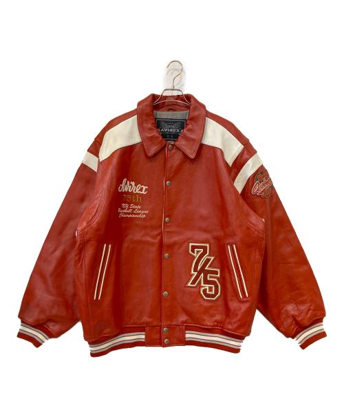 AVIREX（アヴィレックス）AVIREX (アヴィレックス) STAR SERIES 75 レザースタジャン レッド サイズ:3XLの古着・服飾アイテム