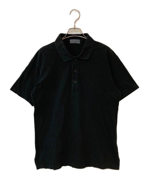 Yohji Yamamoto pour homme（ヨウジヤマモト プールオム）Yohji Yamamoto pour homme (ヨウジヤマモト プールオム) 製品染め 刺繍鹿の子ポロシャツ ブラック サイズ:３の古着・服飾アイテム