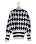 CELINE (セリーヌ) ダイヤ柄ニット ホワイト×ネイビー サイズ:38：8000円