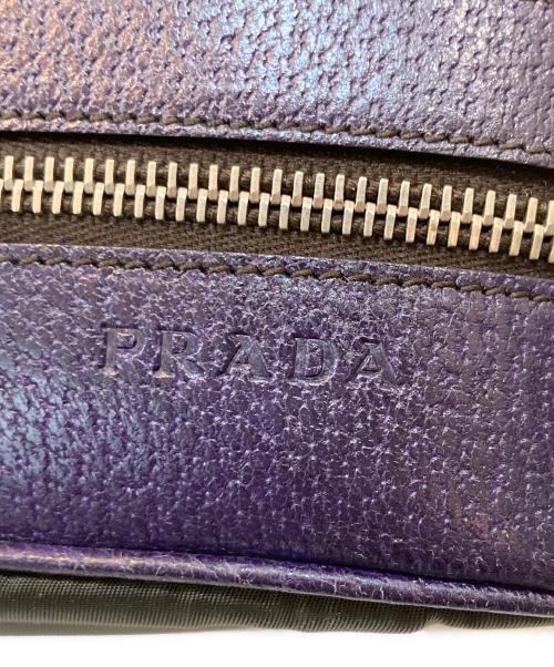 PRADA（プラダ）PRADA (プラダ) テスートナイロン×レザー ハンドバッグ カーキ×パープル サイズ:なしの古着・服飾アイテム