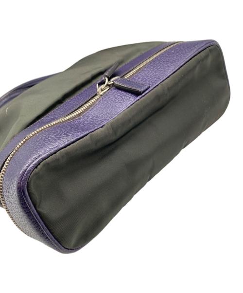 PRADA（プラダ）PRADA (プラダ) テスートナイロン×レザー ハンドバッグ カーキ×パープル サイズ:なしの古着・服飾アイテム