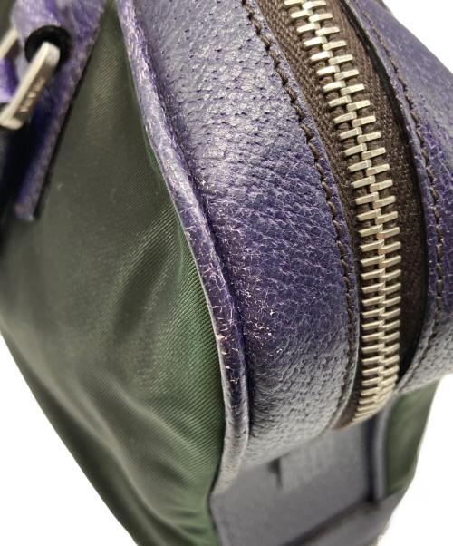 PRADA（プラダ）PRADA (プラダ) テスートナイロン×レザー ハンドバッグ カーキ×パープル サイズ:なしの古着・服飾アイテム