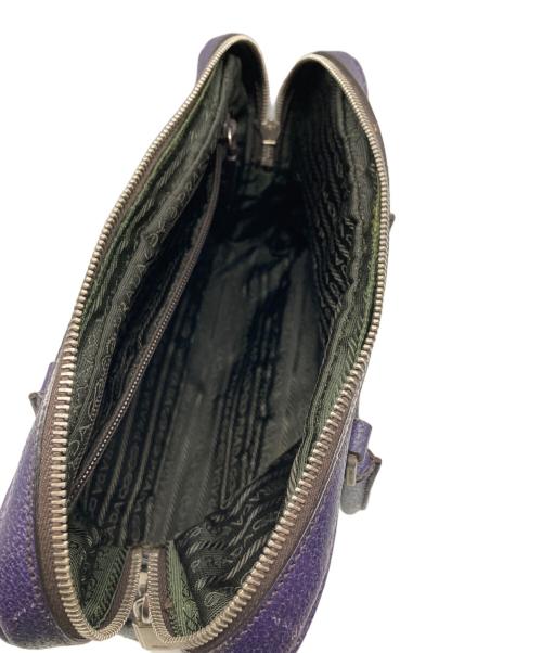 PRADA（プラダ）PRADA (プラダ) テスートナイロン×レザー ハンドバッグ カーキ×パープル サイズ:なしの古着・服飾アイテム