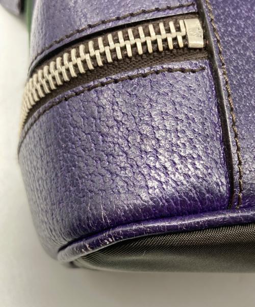 PRADA（プラダ）PRADA (プラダ) テスートナイロン×レザー ハンドバッグ カーキ×パープル サイズ:なしの古着・服飾アイテム