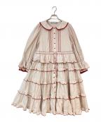 alcali×猫梓子 (ネココ)アルカリ×）の古着「コラボ レースフリルローンワンピース」｜ピンク