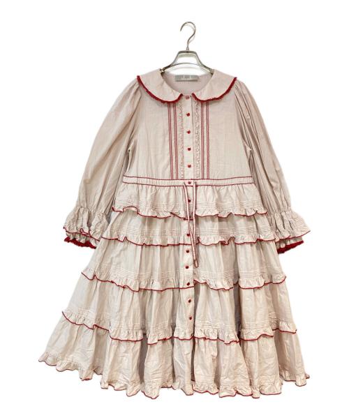 alcali（アルカリ）alcali (アルカリ) 猫梓子 (ネココ) コラボ レースフリルローンワンピース ピンク サイズ:FREEの古着・服飾アイテム