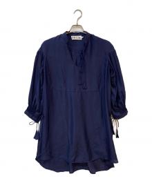 teija（テイヤ）の古着「シルクロングブラウス」｜ネイビー