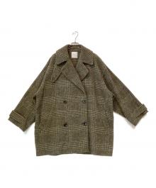 Spick and Span（スピック＆スパン）の古着「Wスライバーチェックハーフコート」｜ベージュ