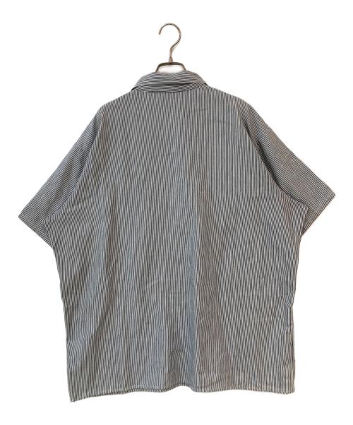 BEN DAVIS（ベンデイビス）BEN DAVIS (ベンデイビス) 90s ヒッコリーストライプ ハーフジップ 半袖 ワークシャツ ネイビー×ホワイト サイズ:XLの古着・服飾アイテム