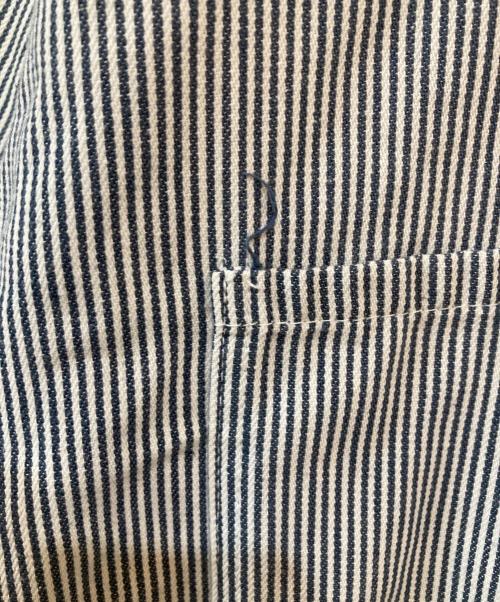 BEN DAVIS（ベンデイビス）BEN DAVIS (ベンデイビス) 90s ヒッコリーストライプ ハーフジップ 半袖 ワークシャツ ネイビー×ホワイト サイズ:XLの古着・服飾アイテム