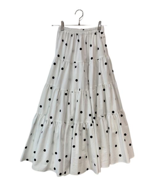 SHE TOKYO（シートーキョー）SHE TOKYO (シートーキョー) lisa dot フレアスカート ホワイト サイズ:34の古着・服飾アイテム