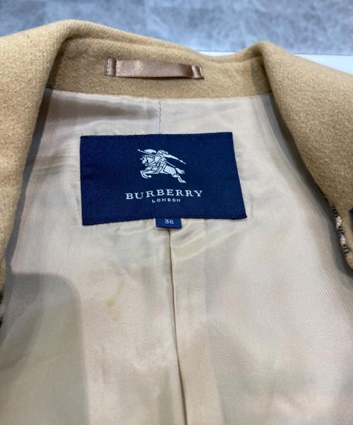BURBERRY LONDON（バーバリーロンドン）BURBERRY LONDON (バーバリーロンドン) カシミヤ混 裏地ノヴァチェック ウールステンカラーコート ベージュ サイズ:38の古着・服飾アイテム