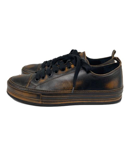 ANN DEMEULEMEESTER（アンドゥムルメステール）ANN DEMEULEMEESTER (アンドゥムルメステール) Brown Leather Asportabile Sneakers/ ブラウンレザーのアスポータブルスニーカー ブラウン サイズ:43の古着・服飾アイテム