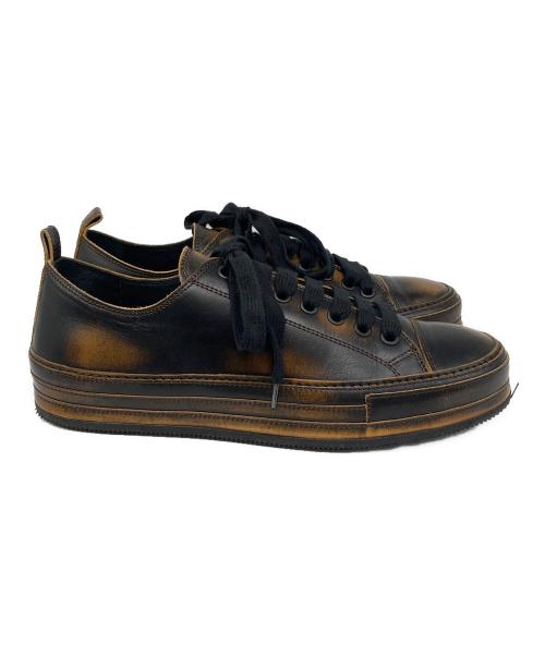 ANN DEMEULEMEESTER（アンドゥムルメステール）ANN DEMEULEMEESTER (アンドゥムルメステール) Brown Leather Asportabile Sneakers/ ブラウンレザーのアスポータブルスニーカー ブラウン サイズ:43の古着・服飾アイテム