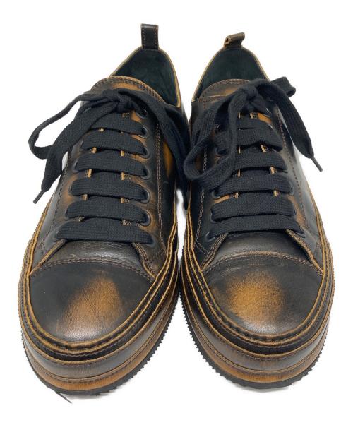 ANN DEMEULEMEESTER（アンドゥムルメステール）ANN DEMEULEMEESTER (アンドゥムルメステール) Brown Leather Asportabile Sneakers/ ブラウンレザーのアスポータブルスニーカー ブラウン サイズ:43の古着・服飾アイテム
