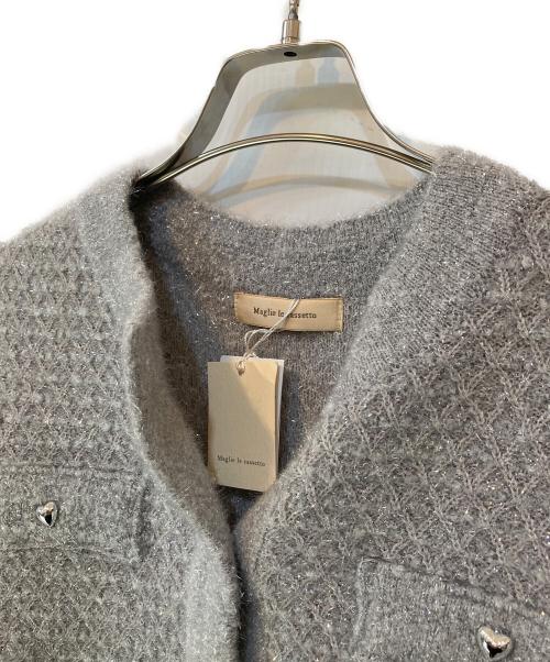 Maglie le cassetto（マーリエ ル カセット）Maglie le cassetto (マーリエ ル カセット) ラメフェザーニットジャケット グレー サイズ:９ 未使用品の古着・服飾アイテム