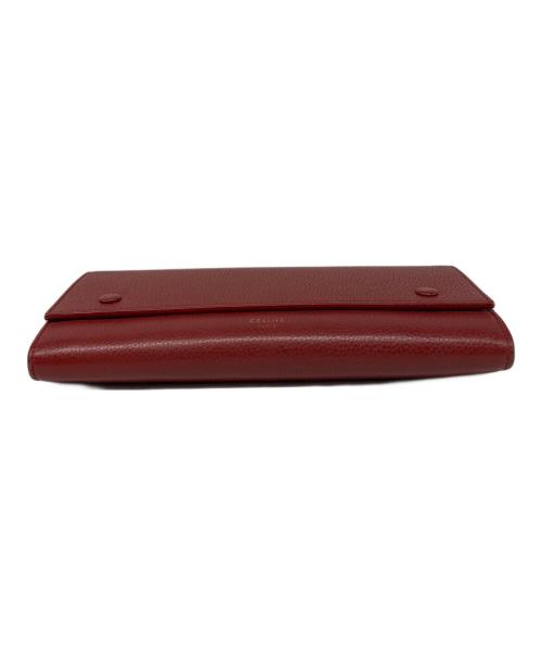 CELINE（セリーヌ）CELINE (セリーヌ) Large Flap Multifunction　ラージ フラップ マルチファンクション 　 ウォレット レッドの古着・服飾アイテム