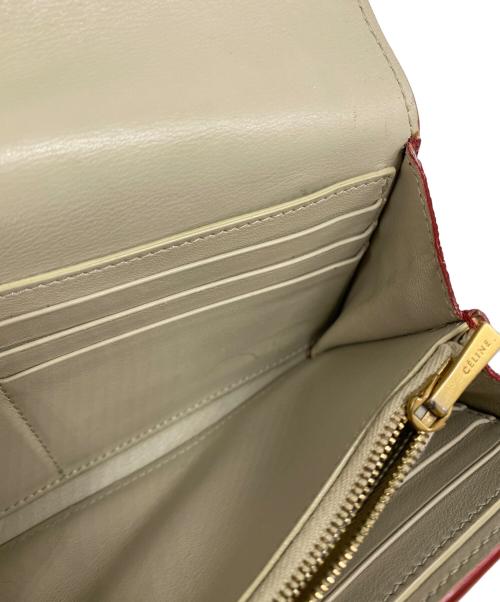 CELINE（セリーヌ）CELINE (セリーヌ) Large Flap Multifunction　ラージ フラップ マルチファンクション 　 ウォレット レッドの古着・服飾アイテム
