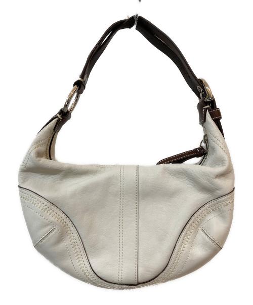 COACH（コーチ）COACH (コーチ) ホーボー ハーフムーン ワンショルダーバッグ ブラウン×ホワイトの古着・服飾アイテム